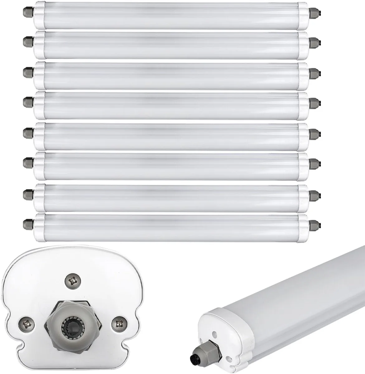 LED vochtbestendige verlichting 120cm Kelderlamp Plafondlamp Kuiplamp, 2880lm Koud wit 6400K IP65 Geschikt voor vochtige en natte ruimtes, set van 8 von V-TAC in Grau – Produktfoto