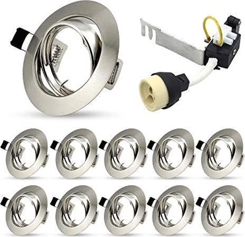 Lot de 10 spots - Raccord GU10 - Encastré rond - Aluminium chromé mat de V-TAC en Chrome – photo produit