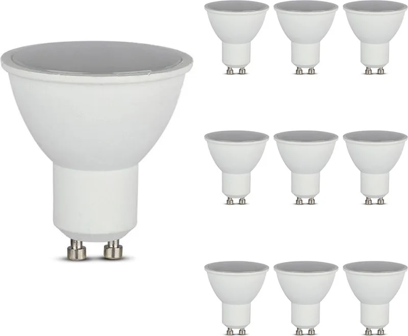 Mega Voordeelpack- 10x GU10 LED Lampen - 4,5 Watt 400 Lumen - 3000K Warm wit - Vervangt 35 Watt - LED Spot fra V-TAC – produktbillede