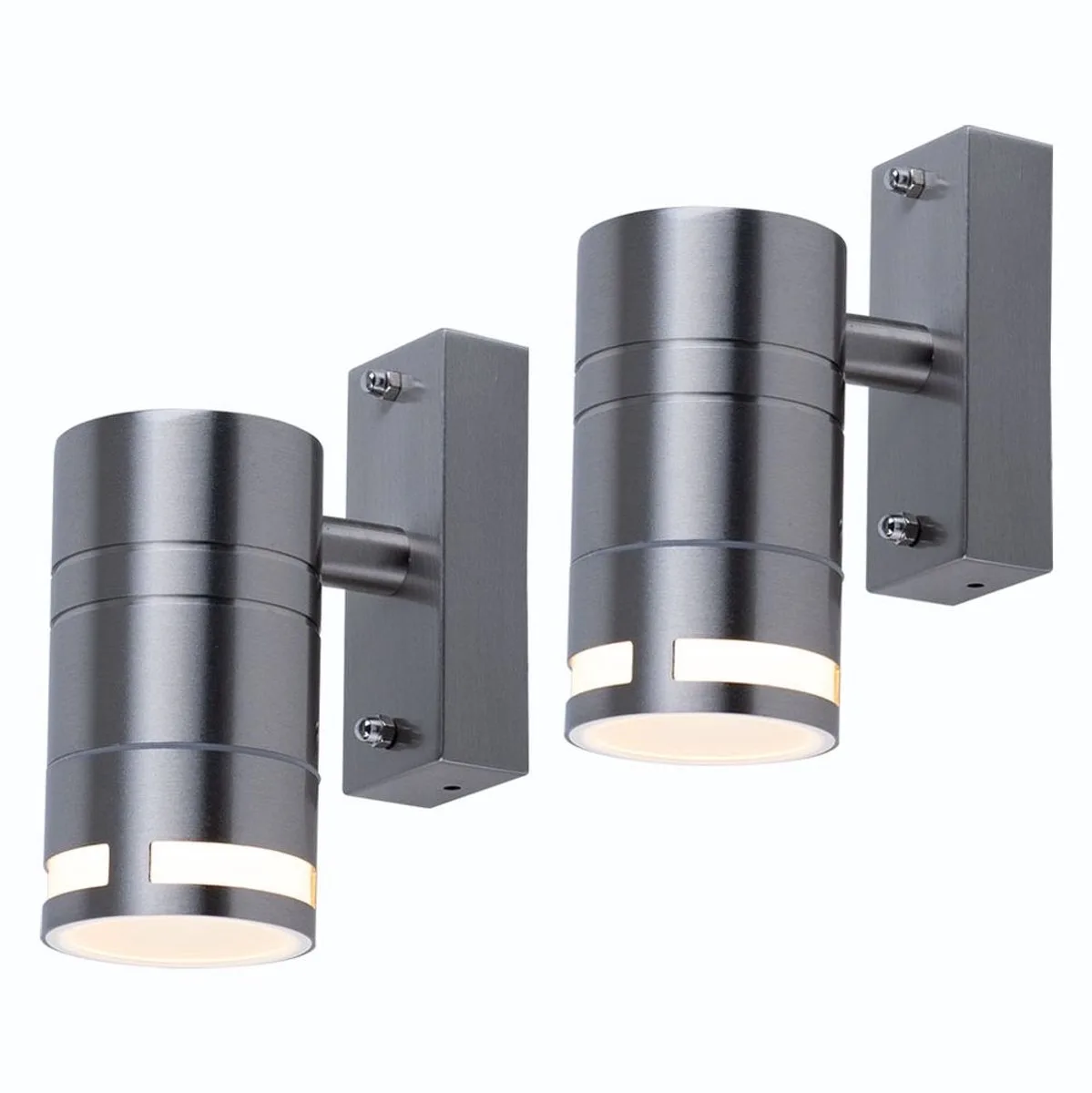 Set van 2 LED wandlampen gevel downlights roestvrij staal tuin buitenverlichting IP44 veranda spots von V-TAC in Silber – Produktfoto