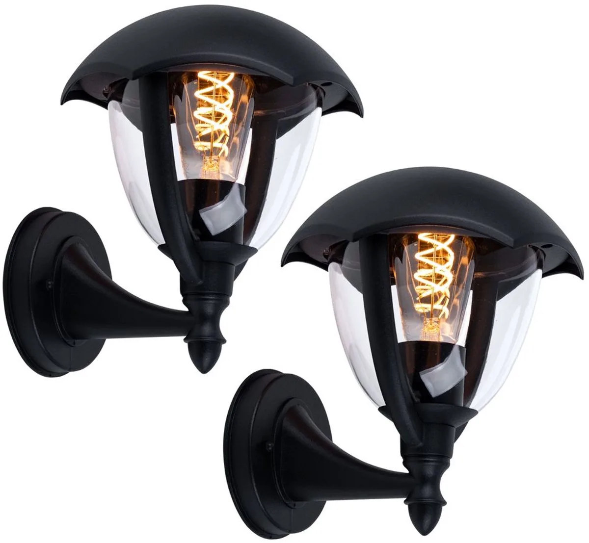 Set van 2 wandlampen gevels huis deurverlichting ALU lantaarn buitenlampen glas spot by V-TAC in Black – product photo
