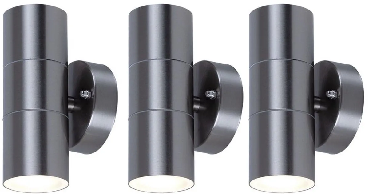 Set van 3 buitenlampen UP DOWN wandspots van roestvrij staal gevels glazen tuinlampen fra V-TAC i Sølv – produktbillede