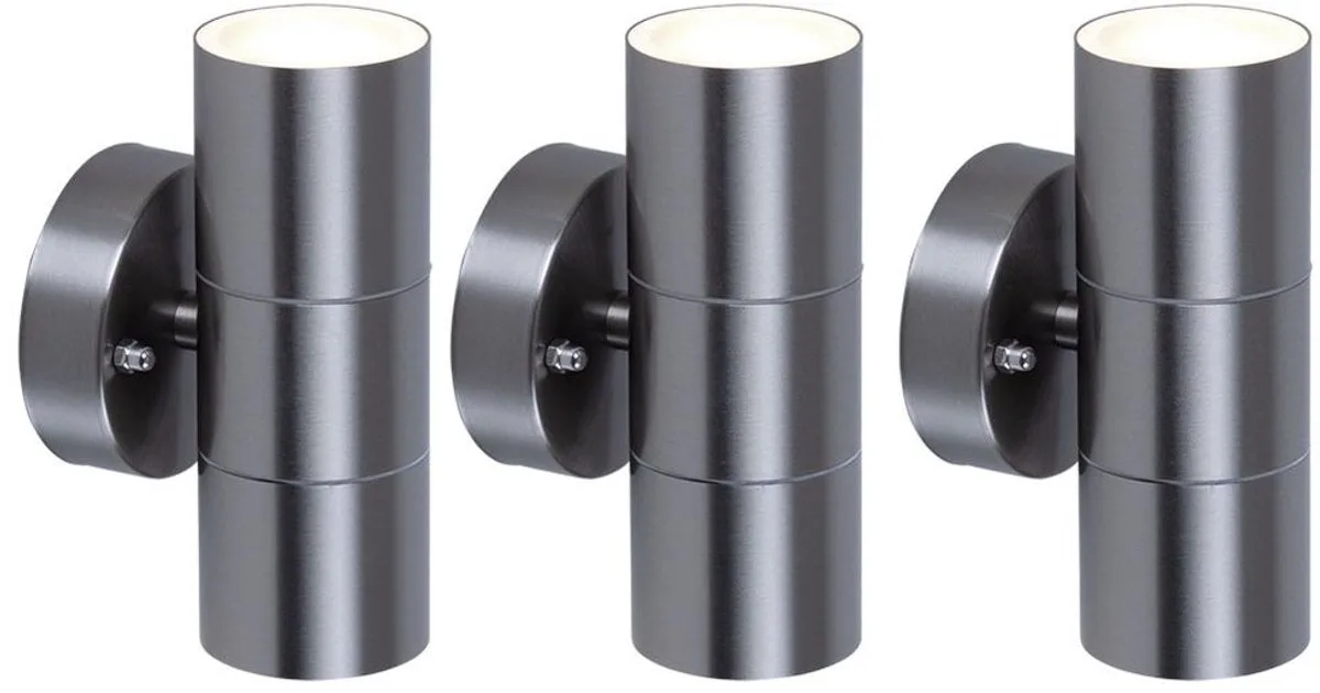 Set van 3 opbouwspots Gevelverlichting Buitenwandlampen Roestvrijstalen tuinverlichting 2-lichts de V-TAC en Argent – photo produit