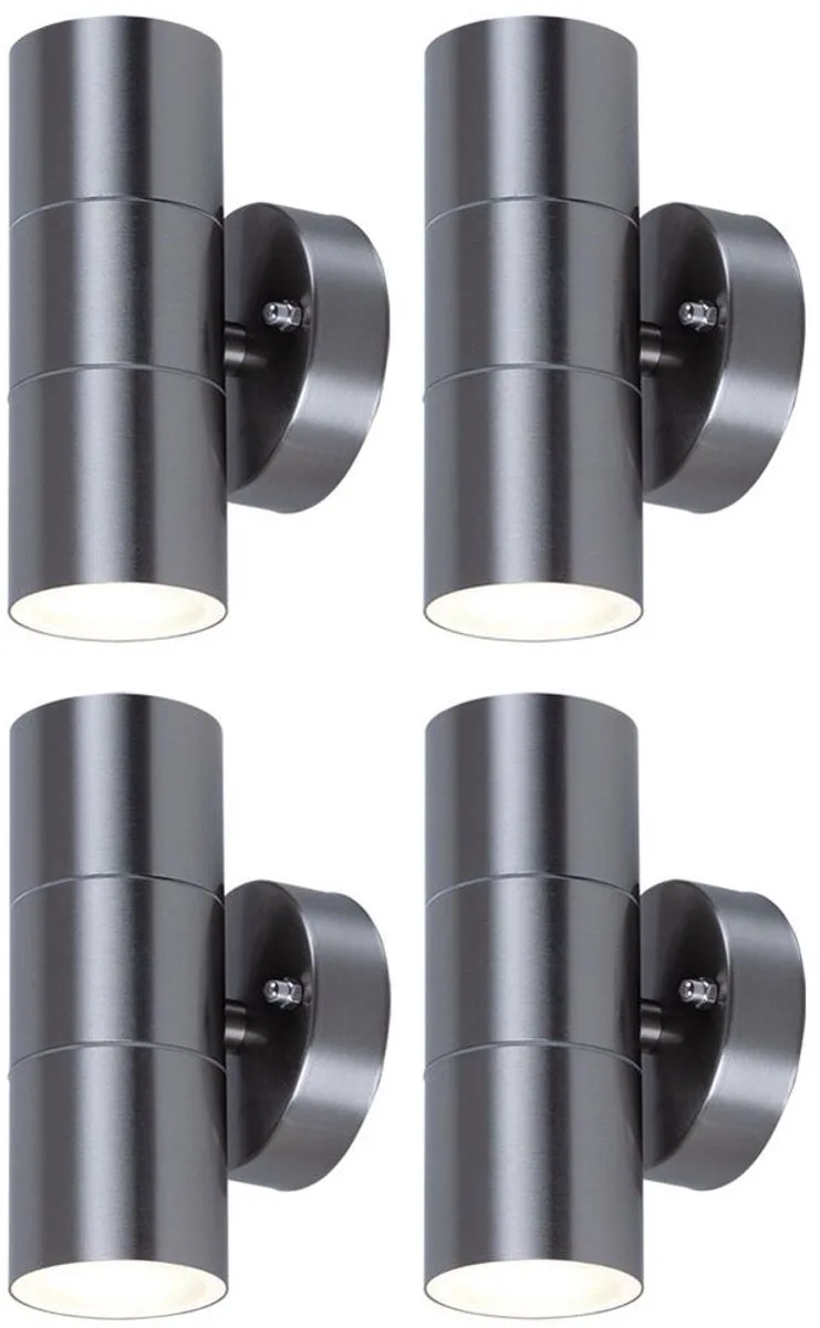 Set van 4 buitenlampen gevelwandspots omhoog omlaag roestvrijstalen lampen incl. LED lampen fra V-TAC i Sølv – produktbillede