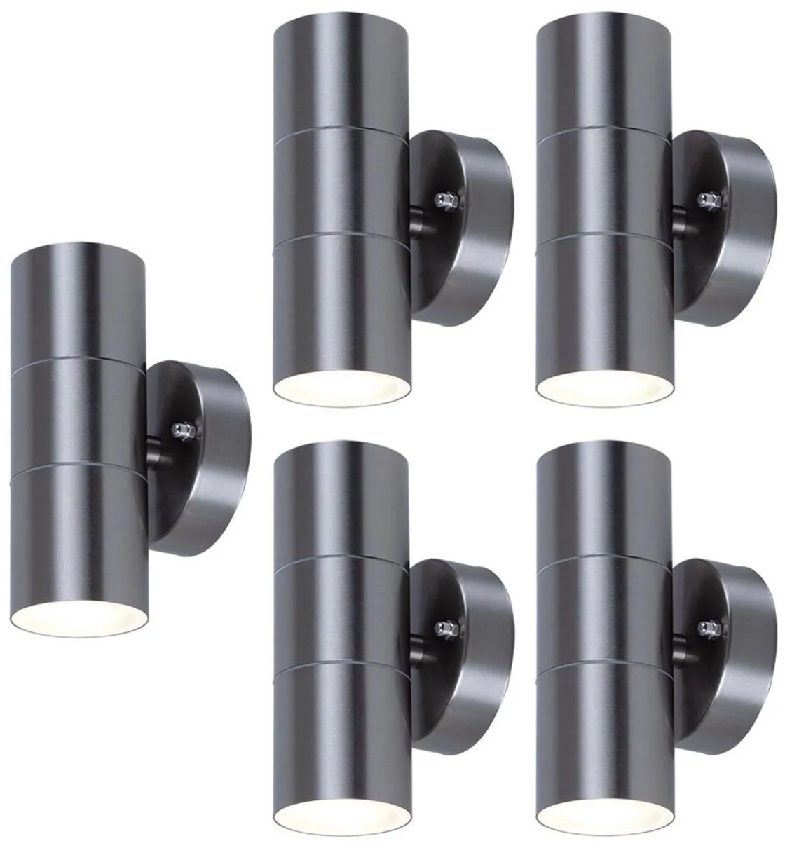 Set van 5 buitenlampen roestvrij staal UP DOWN wandspots glas balkonlampen by V-TAC in Silver – product photo