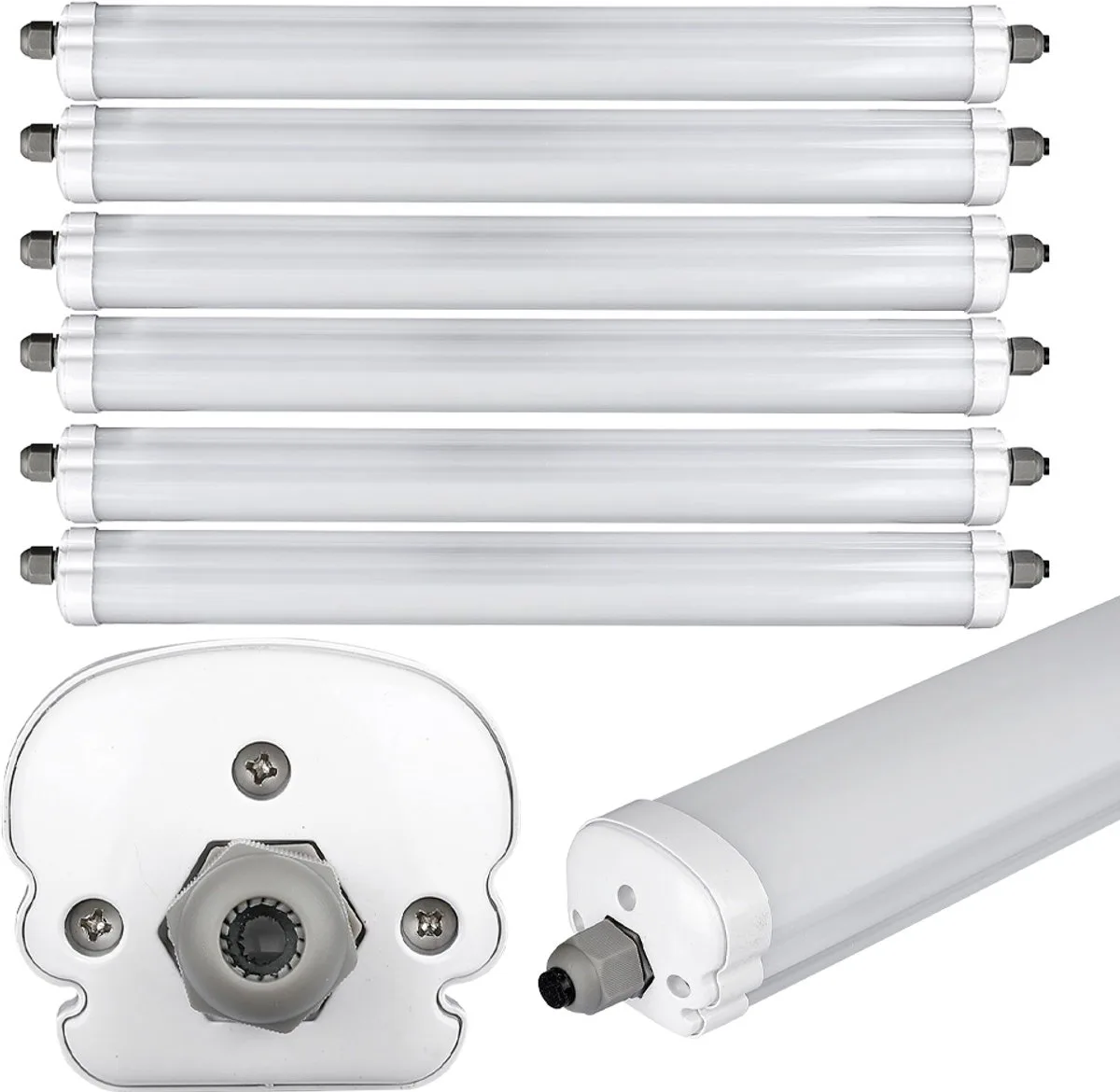 Set van 6 36 watt SMD LED buislamp workshop daglichtspot plafondlamp de V-TAC en Gris – photo produit
