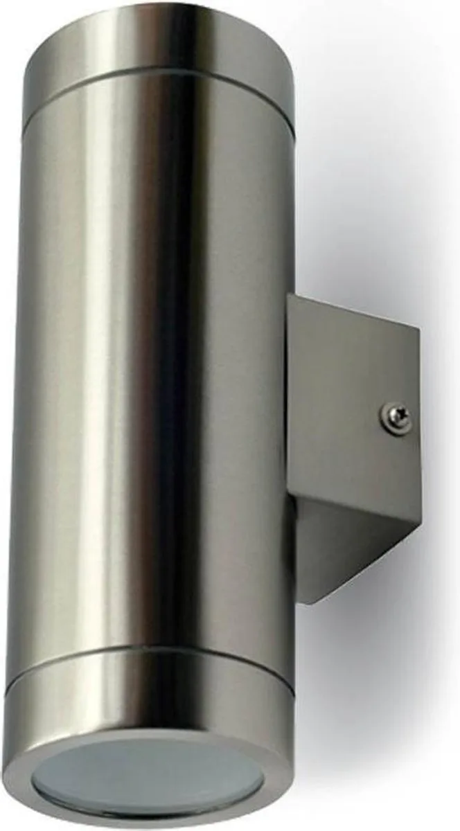 Up & Down light wand buitenlamp geschikt voor GU10 spots IP44 vochtbestendig 3 jaar garantie von V-TAC in Geborsteld RVS – Produktfoto