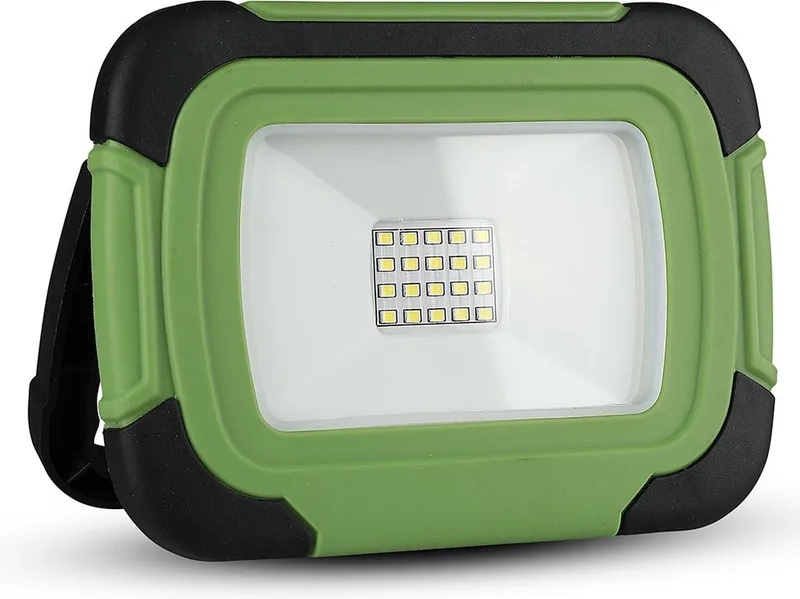 VT-10-R Oplaadbare LED Schijnwerpers - Samsung - IP44 - 10W - 700 Lumen - 6400K från V-TAC i Groen+Zwart – produktbild