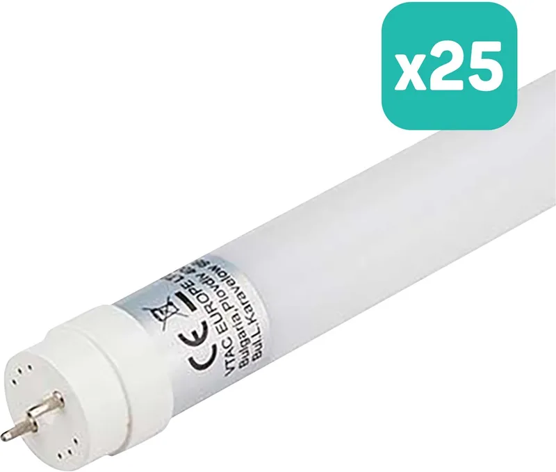 VT-1277-N LED T8 Buis - IP20 - Wit - 18W - 1850 Lumen - 4000K - 120CM - Set van 25 de V-TAC – photo produit