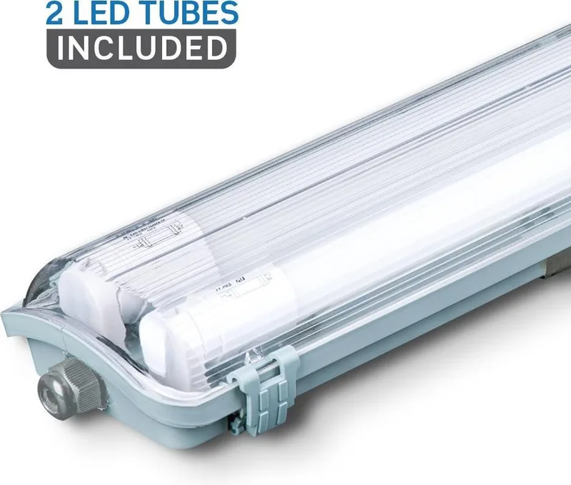 VT-15022 LED Armaturen - Dubbele Buis 2 x 20W - IP65 Waterdicht - Wit - 3400 Lumen - 4000K - 150cm de V-TAC en 5337 – photo produit
