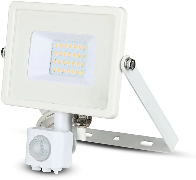 VT-20-S-W LED Draaibare Schijnwerper - Samsung - PIR Sensor - IP65 Waterdicht - 20W - 1600 Lumen - 3000K fra V-TAC i Hvid – produktbillede