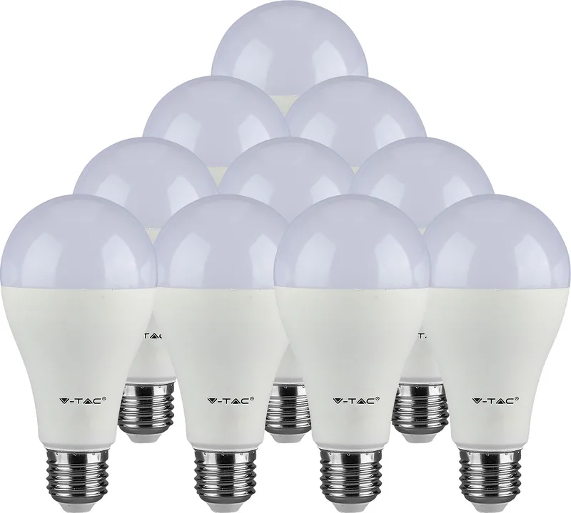 VT-215 LED Lamp - SMD - Samsung - E27 Houder - IP20 - 15W - Warm Wit - 3000K - 66,5 x 134mm - Set van 10 van V-TAC – productfoto