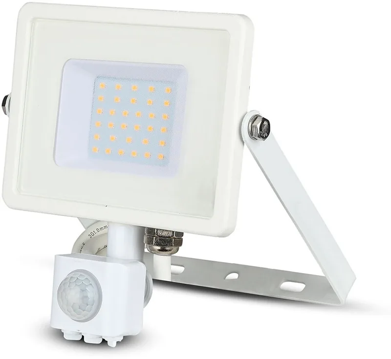 VT-30-S-W LED Draaibare Schijnwerper - Samsung - PIR Sensor - IP65 Waterdicht - 30W - 2400 Lumen - 6400K de V-TAC en Blanc – photo produit
