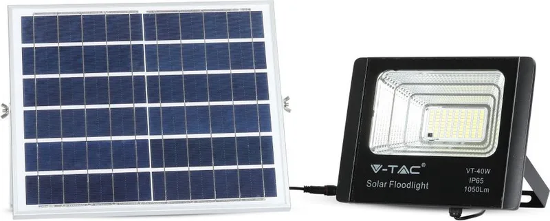 VT-40W Solar Schijnwerper - IP65 Waterdicht - 16W - 1050 Lumen - 4000K de V-TAC en Noir – photo produit