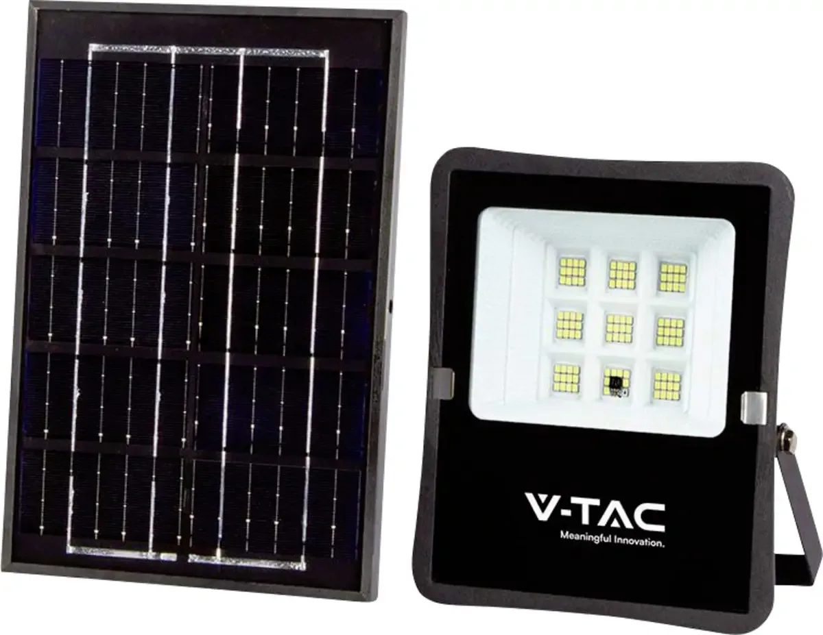 VT-55050 6965 Projecteur mobile solaire 6 W Couleur déclairage (ampoule LED): blanc neutre de V-TAC en Noir – photo produit