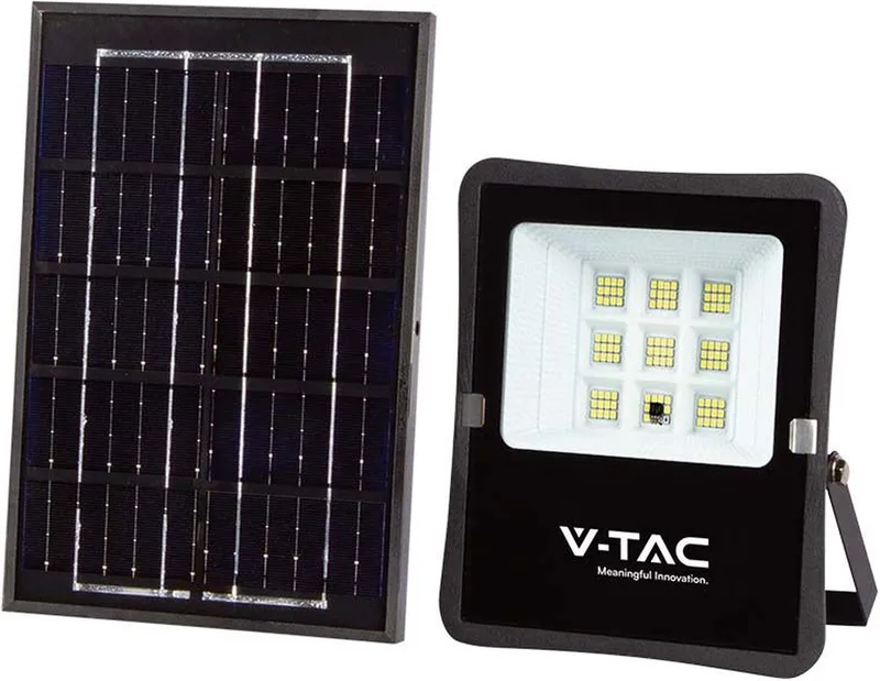 VT-55050 Solar Schijnwerper - IP65 Waterdicht - Zwarte Behuizing - 400 Lumen - 6400K de V-TAC en Noir – photo produit