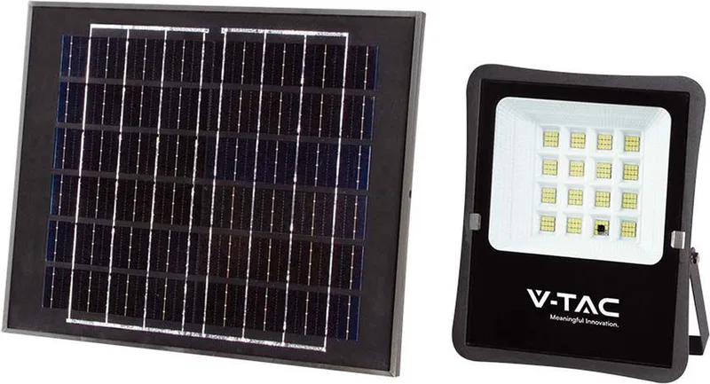 VT-55100 Solar Schijnwerper - IP65 Waterdicht - Zwarte Behuizing - 1200 Lumen - 4000K von V-TAC in Schwarz – Produktfoto