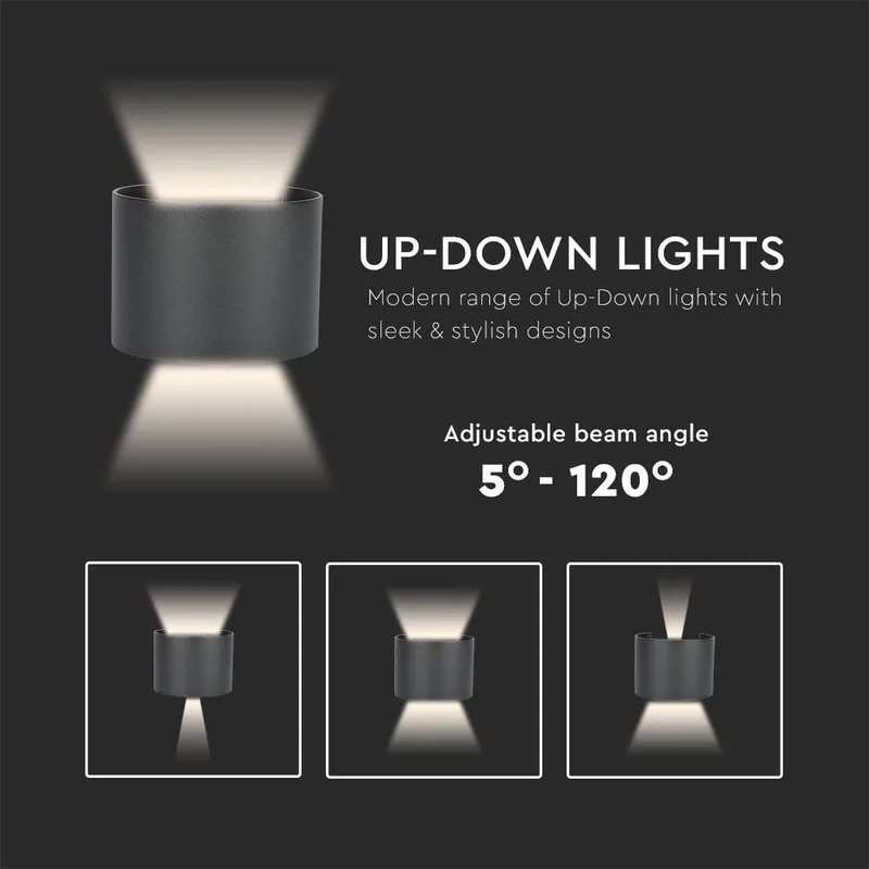 VT-756-B-N LED Ronde Wandlamp - Bridgelux - IP65 Waterdicht - 5W - 700 Lumen - 3000K från V-TAC i Svart – produktbild