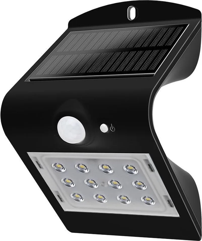 VT-767-2-B Solar Wandlamp - IP65 Waterdicht - 1.5W - 220 Lumen - 4000K från V-TAC i Svart – produktbild