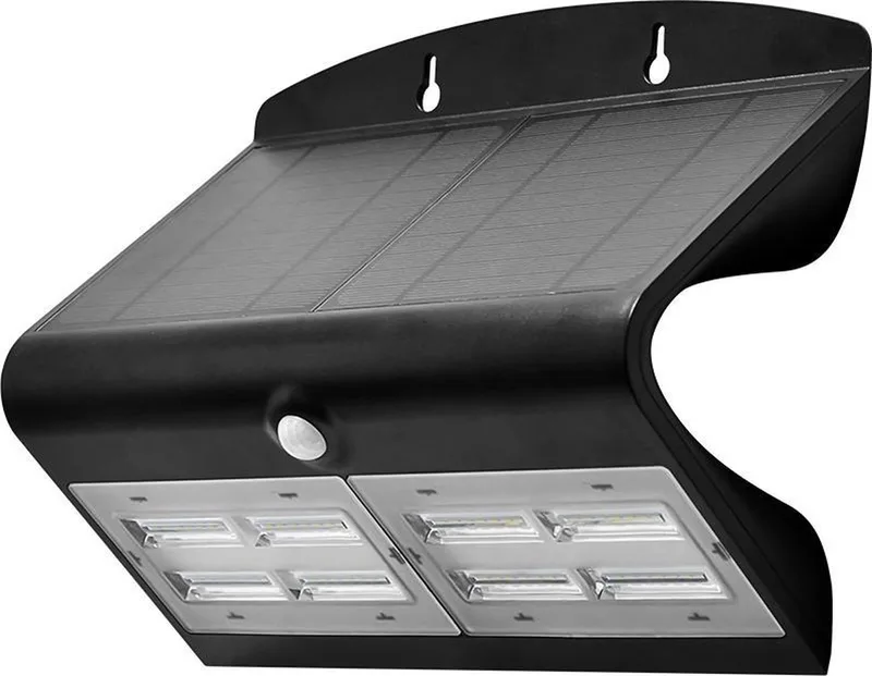 VT-767-7-B Solar Wandlamp - IP65 Waterdicht - 8W - 850 Lumen - 4000K från V-TAC i Svart – produktbild