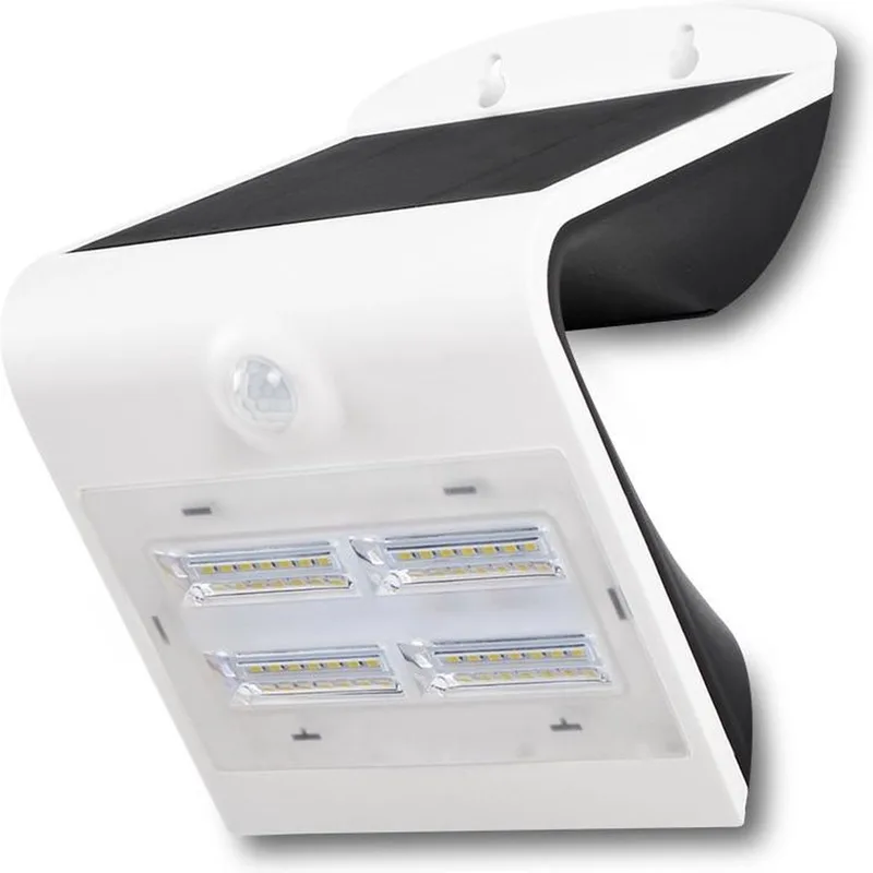 VT-768 Solar Wandlamp - IP65 Waterdicht - Wit - 3W - 400 Lumen - 4000K + 3000K de V-TAC en Wit+Zwart – photo produit