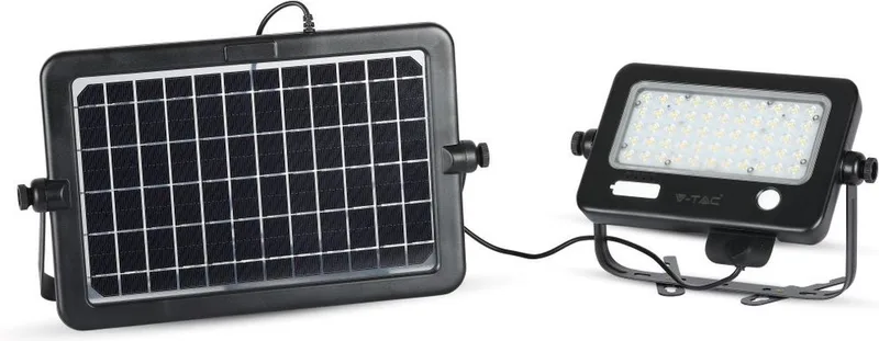 VT-788-10 Solar Schijnwerper - Afneembare Twin Pad - IP65 Waterdicht - 10W - 1100 Lumen - 4000K från V-TAC i Svart – produktbild