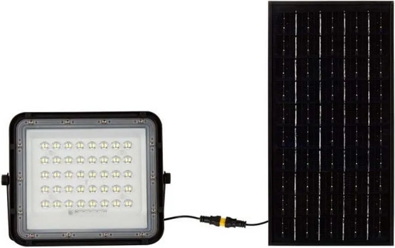 VT-80W Solar Schijnwerper - IP65 Waterdicht - 10W - 800 Lumen - 4000K från V-TAC i Svart – produktbild