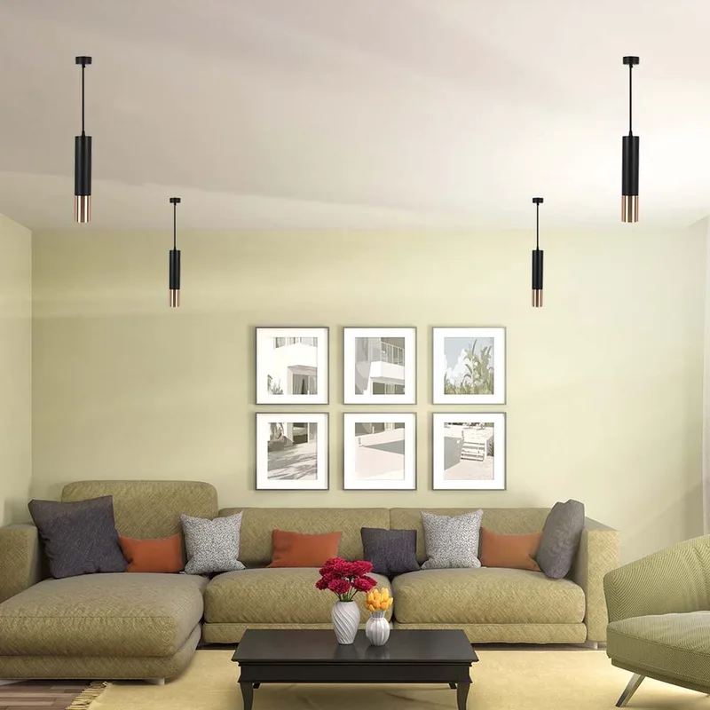VT-977-300 Hangende Hanglamp - GU10 - IP20 - Zwart + Goud från V-TAC i Zwart+Goud – produktbild