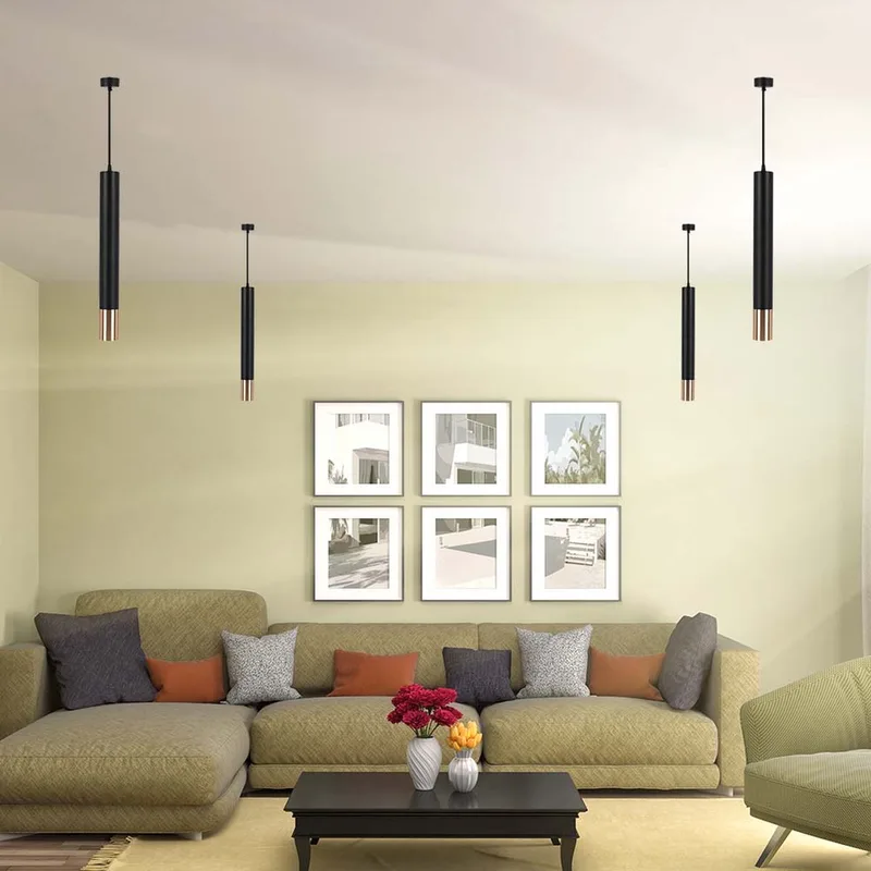 VT-977-500 Hangende Hanglamp - GU10 - IP20 - Zwart + Goud fra V-TAC i Zwart+Goud – produktbillede