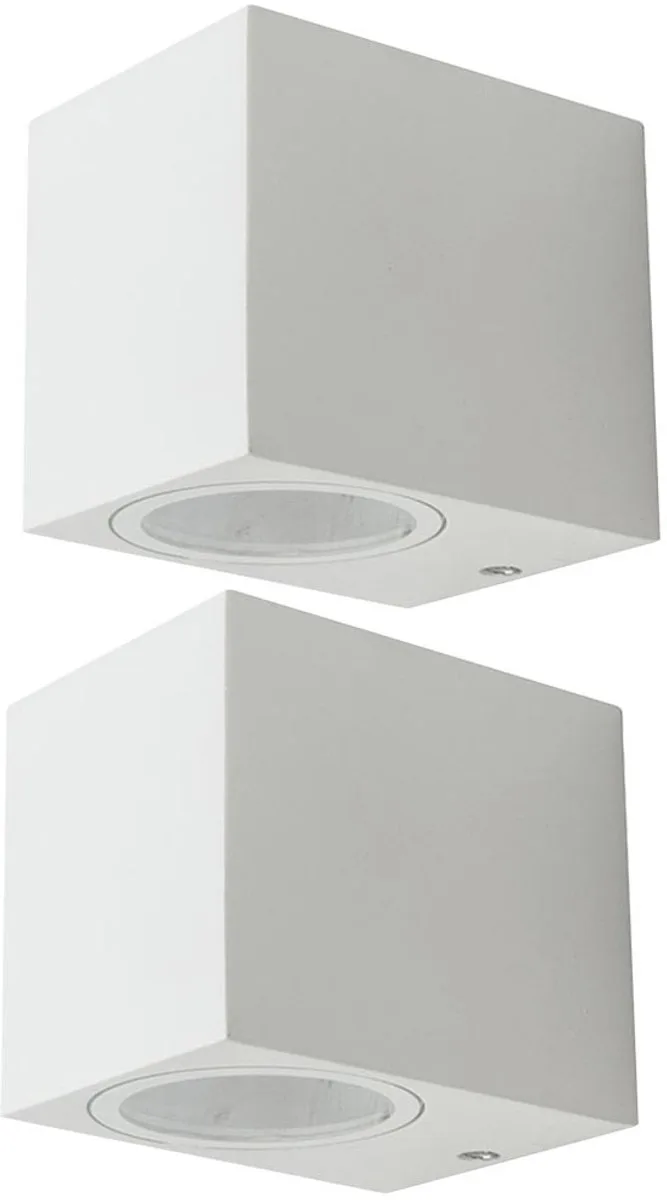 Wandlamp buiten down spot gevellamp aluminium glas 1x GU10 fitting, BxHxD 6,8x8x9,2 cm, set van 2 de V-TAC en Blanc – photo produit