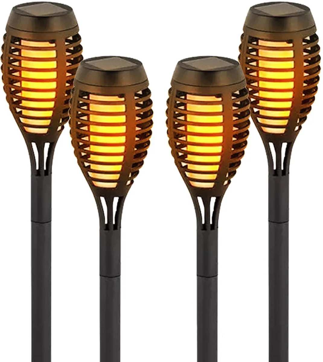 Zonnevlamfakkels Tuinverlichting Zonneverlichting voor buiten Fakkel voor buiten, vuureffect, 12x LED, DxH 7,5x51 cm, set van 4 fra V-TAC i Sort – produktbillede