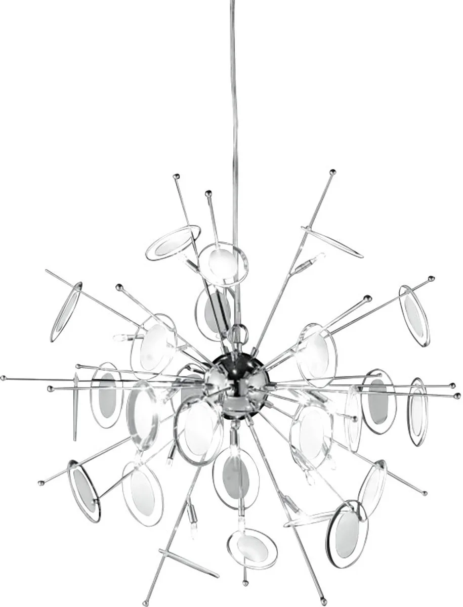 Hanglamp eetkamer eettafel chroom hanglamp glas gedeeltelijk gesatineerd, 21x G4 fitting, DxH 70x150 cm, Wofi 5134.21.01.0000 de Wofi en Argent – photo produit
