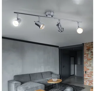 LED Deckenleuchte, LED-Leuchtmittel fest verbaut, Warmweiß, LED Deckenleuchte 4 Flammig Spotleiste 4 Strahler fra Wofi i Sølv – produktbillede 5 af 5