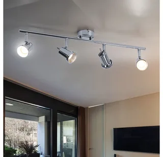 LED Deckenleuchte, LED-Leuchtmittel fest verbaut, Warmweiß, LED Deckenleuchte 4 Flammig Spotleiste 4 Strahler fra Wofi i Sølv – produktbillede 4 af 5
