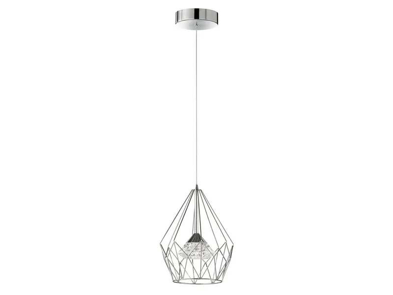 LED Pendelleuchte, Dimmer, LED fest integriert, Warmweiß, einflammig, dimmbar, Esstisch Gitter-Lampe Industrie-Design, Ø 25cm fra Wofi i Sølv – produktbillede