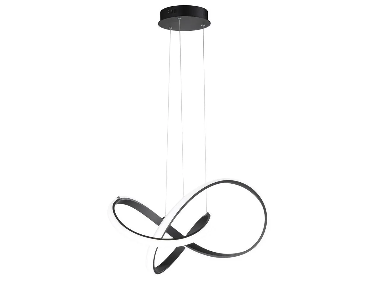 LED Pendelleuchte, Dimmer, LED fest integriert, Warmweiß, Esstisch dimmbar, Designer Wohnzimmer Lampen-Schirm groß Ø55cm de Wofi en Noir – photo produit
