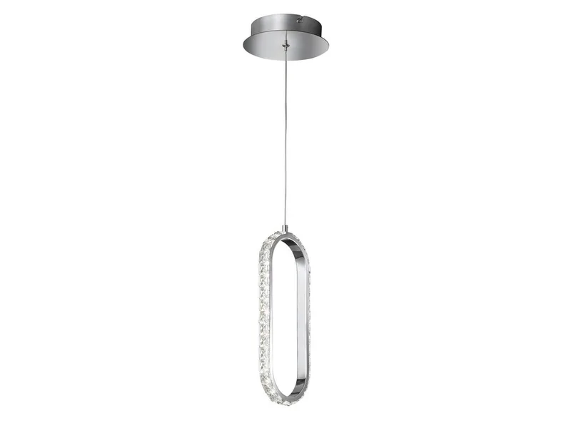 LED Pendelleuchte, Dimmer, LED fest integriert, Warmweiß, Esstisch dimmbar, ausgefallene ovale Galerie Ring-Lampe, Breite 16cm fra Wofi i Sølv – produktbillede
