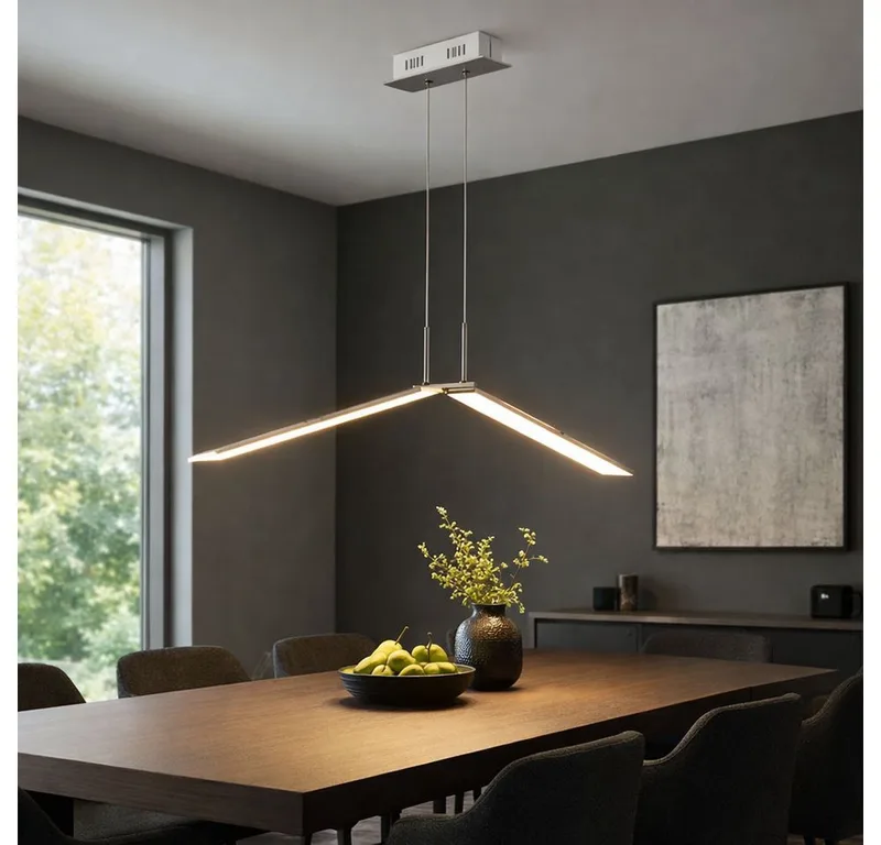 LED Pendelleuchte, LED-Leuchtmittel fest verbaut, Warmweiß, Pendellampe Esstischleuchte LED Hängeleuchte dimmbar von Wofi in Silber – Produktfoto