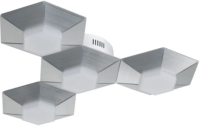 LED plafondlamp dimbaar Plafondlamp woonkamer Moderne Designlampen woonkamer, 3 niveaus, aluminium, 18W 1550Lm warm wit, LxBxH 58x50.5x9.5 cm, Wofi 9165.04.63.9000 fra Wofi i Sølv – produktbillede