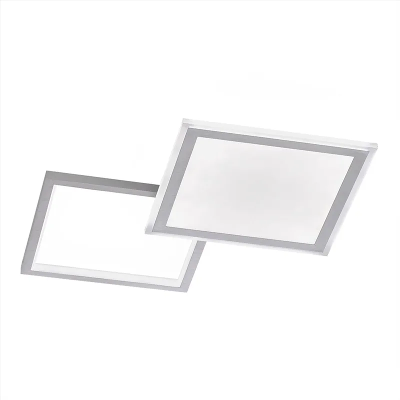 LED plafondlamp met afstandsbediening Plafondlamp eetkamer dimbaar CCT, aluminium 36W 2000Lm, LxBxH 51x51x4.5 cm, WOFI 11523 fra Wofi i Sølv – produktbillede