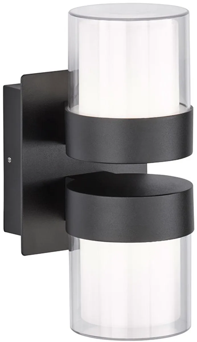 LED up-down wandlamp buiten LED wandlamp boven onder, metaal kunststof, 2x 8,5W 2x 750lm warm wit, BxH 14x24 cm de Wofi en Noir – photo produit