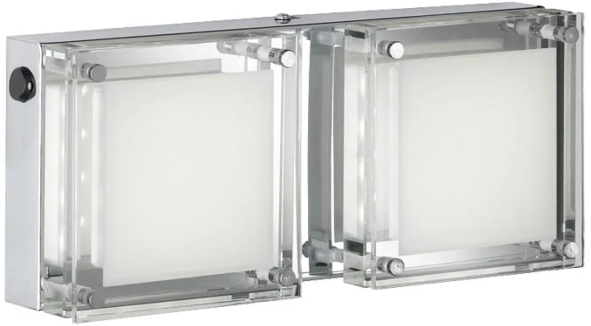 LED wandlamp warm wit helder glas chroom 2flg WOFI JETTE 4701.02.01.0000 fra Wofi i Sølv – produktbillede