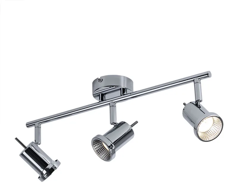 Plafondlamp 3 vlammen LED plafondlamp verlichting track plafondspot met beweegbare spots, zwenkbare spot, 3x LED 5W 400lm warm wit, L 43 cm fra Wofi i Sølv – produktbillede