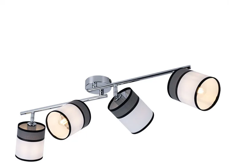 Plafondlamp 4 vlammen spot beweegbare plafondlamp woonkamer, metaal chroom grijs zwart, 4x E14 stopcontacten, LxBxH 88x10x22cm, WOFI 11645 de Wofi en Blanc – photo produit
