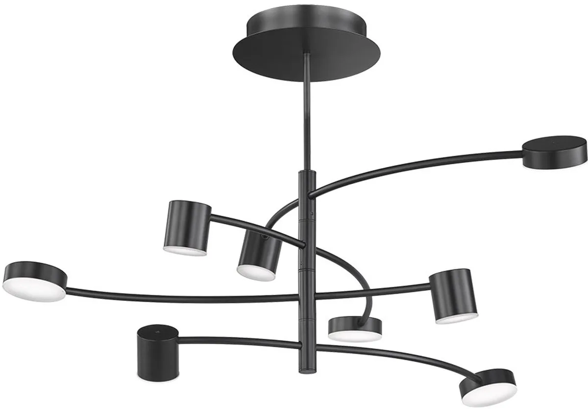 Plafondlamp 8-vlam Lampen woonkamer, metaal glas, LED 44W 2250Lm 3000K, LxBxH 100x100x54cm, WOFI 11777 fra Wofi i Sort – produktbillede