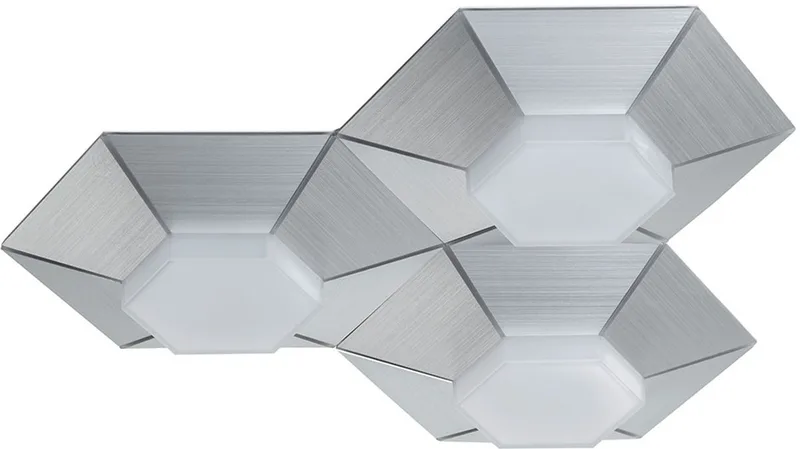 Plafondlamp dimbaar via wandschakelaar LED plafondlamp woonkamer, geborsteld aluminium, 15W 1200lm warm wit, LxH 40x8,5 cm, Wofi 9165.03.63.9000 de Wofi en Argent – photo produit