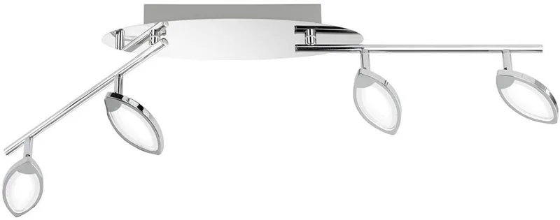 Plafondlamp LED keuken moderne LED plafondlamp 4 vlammen plafondspot woonkamer draaibaar, dimbaar, 4x 5W 330Lm warm wit, LxBxH 87,5x9x13 cm, Wofi 9482.04.01.6000 von Wofi in Silber – Produktfoto