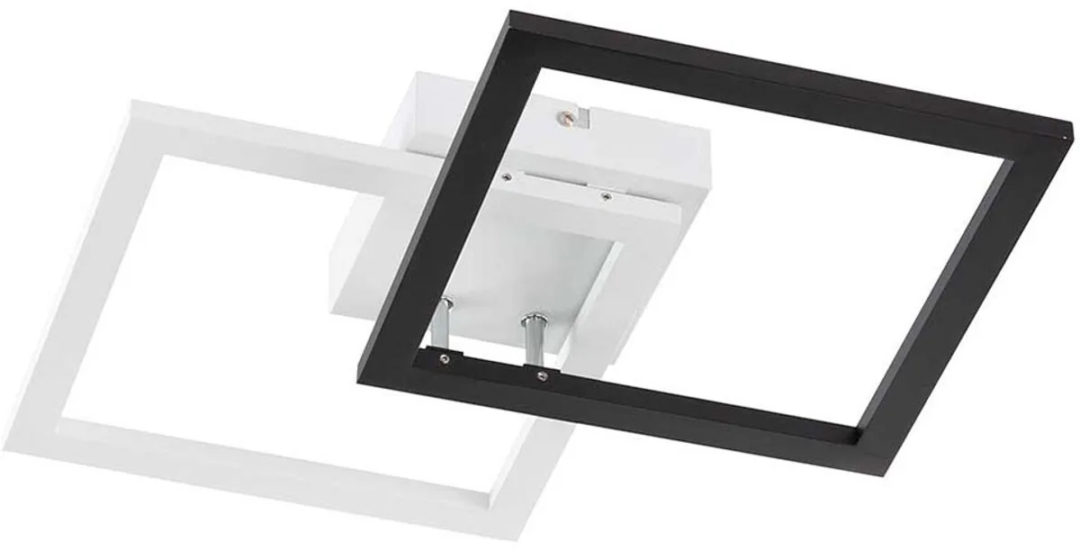 Plafondlamp Woonkamerlamp vierkant zwart wit LED, metaal, 1x LED warm wit, LxB 48x31 cm fra Wofi i Hvid – produktbillede