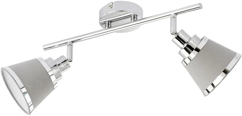 Plafondspot 2 vlammen plafondlamp, beweegbare spots, metaal chroom textiel 2x E14 stopcontacten, LxBxH 36,5x11,3x21,5 cm, ACTION 719202019000 von Wofi in Grau – Produktfoto
