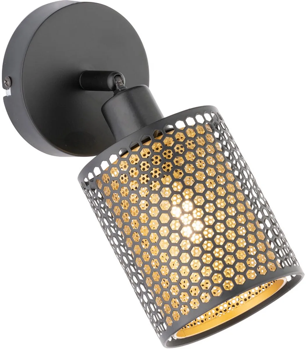 Wandlamp goud Wandlamp binnen retro, beweegbare spot, ijzer staal, 1x E14 fitting, LxBxH 10x18x22.5cm, WOFI 12106 fra Wofi i Sort – produktbillede